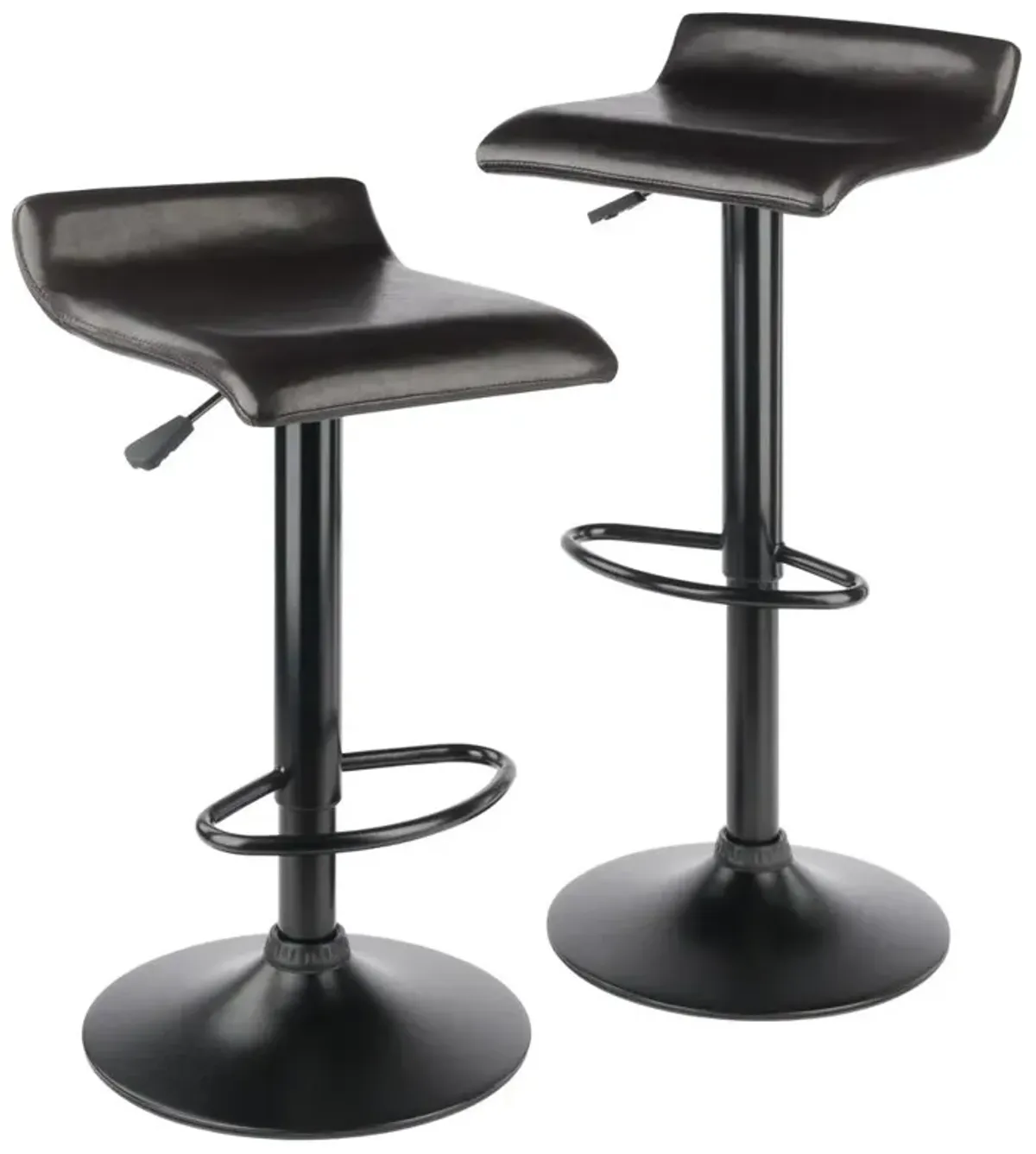 Paris Set of 2 Airlift Adjustable Swivel Stool with PU Leather Seat and Black Metal Base