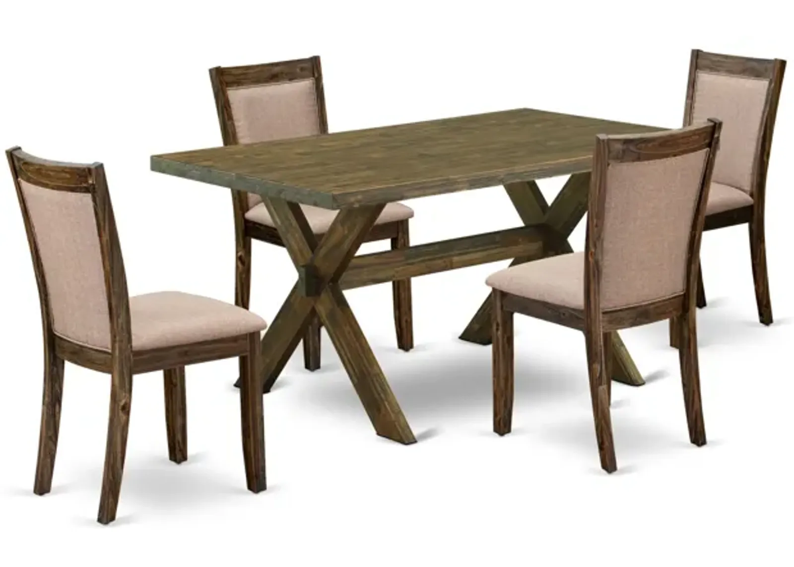 East West Furniture X776MZ716-5 5Pc Dinette Set - Rectangular Table and 4 Parson Chairs - Multi-Color Color