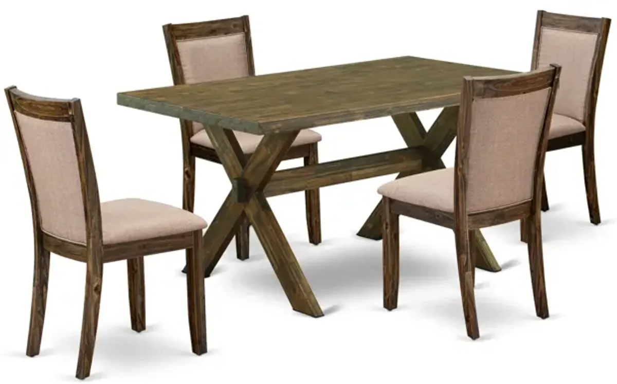 East West Furniture X776MZ716-5 5Pc Dinette Set - Rectangular Table and 4 Parson Chairs - Multi-Color Color