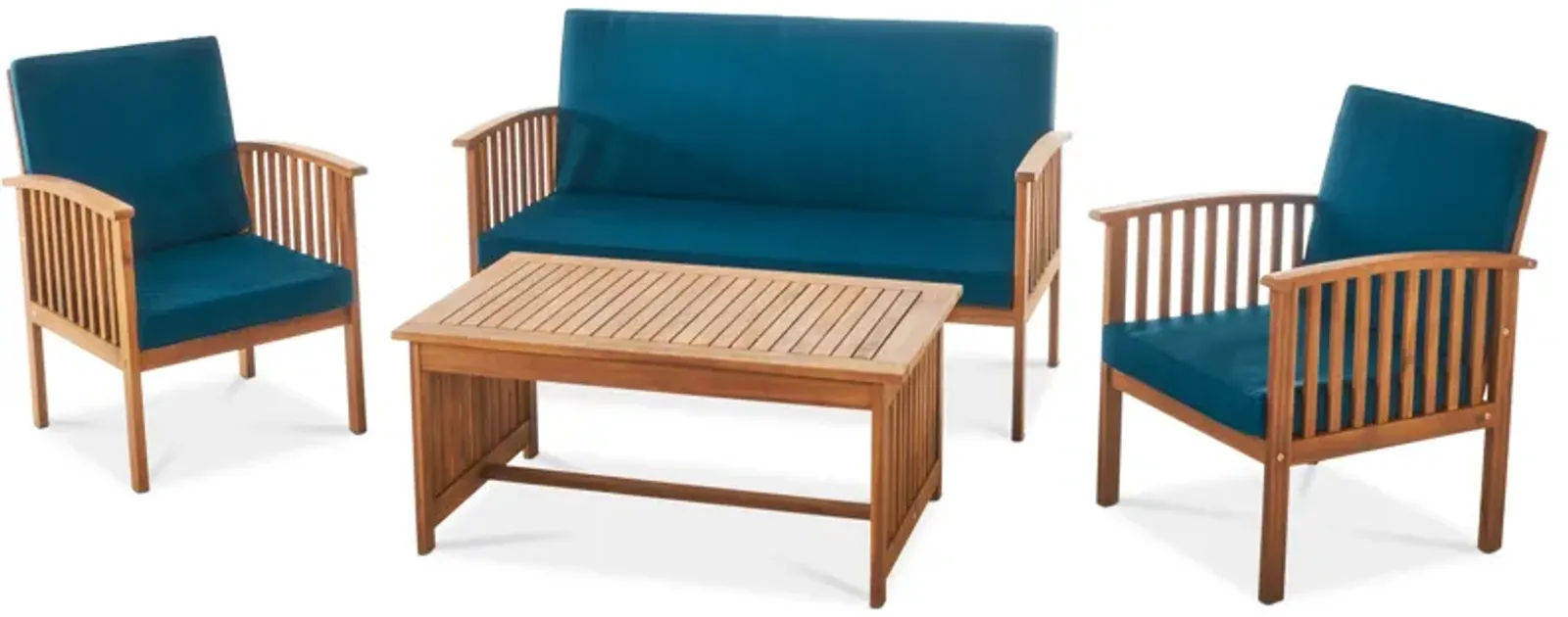 Merax Acacia Wood Sofa Table Set Outdoor Patio Chat Set