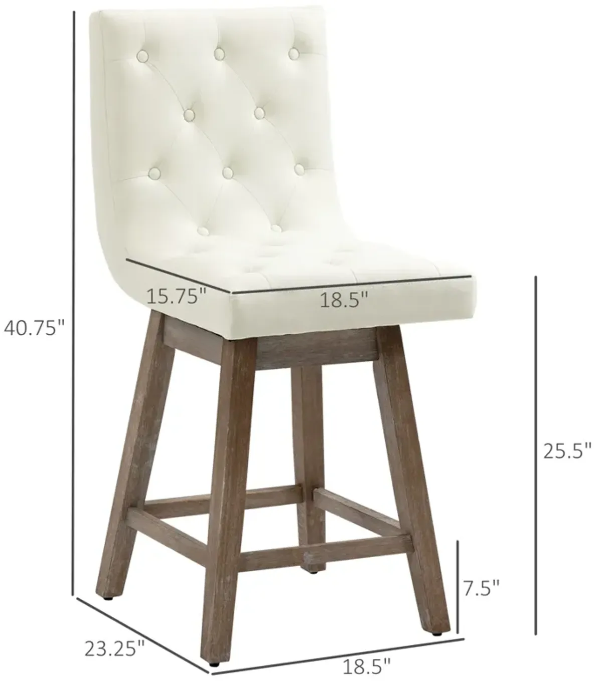 Cream White Kitchen Seats: Swivel Counter Stools with Tufted Fabric