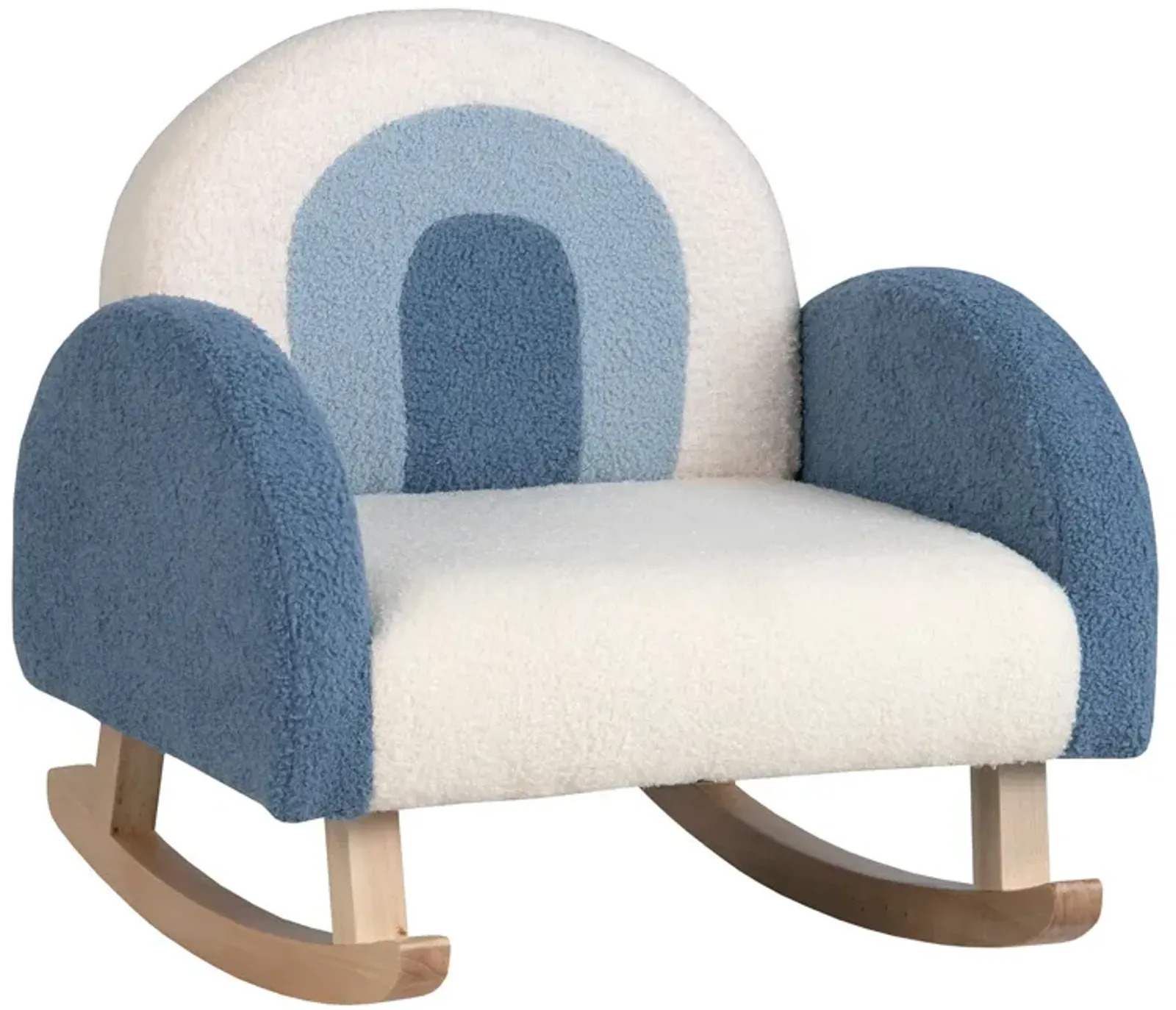 Kids Rocking Chair Children Velvet Upholstered Sofa with Solid Wood Legs