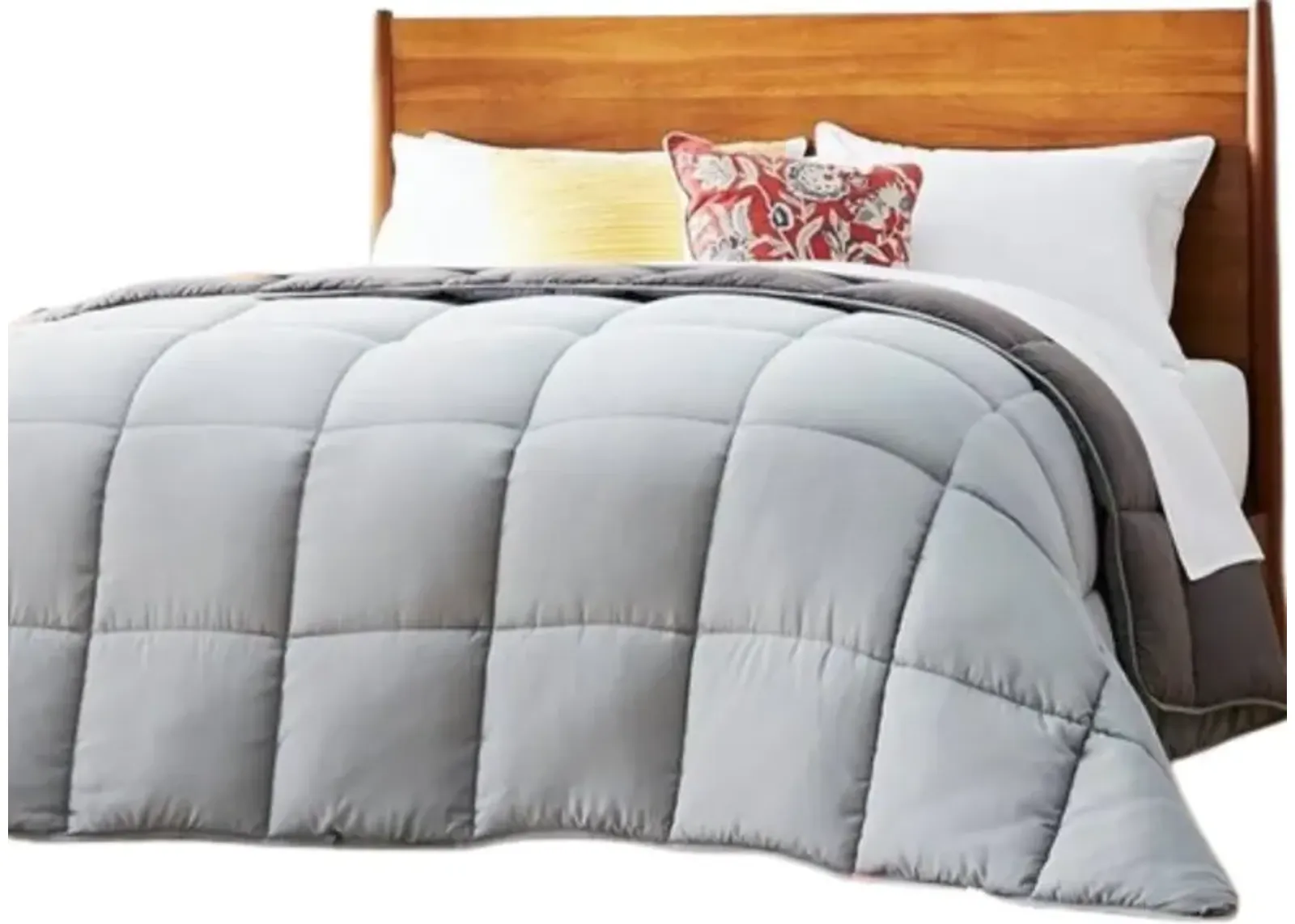 Hivvago Twin Size All Seasons Plush Light/Dark Grey Reversible Polyester Down Alternative Comforter