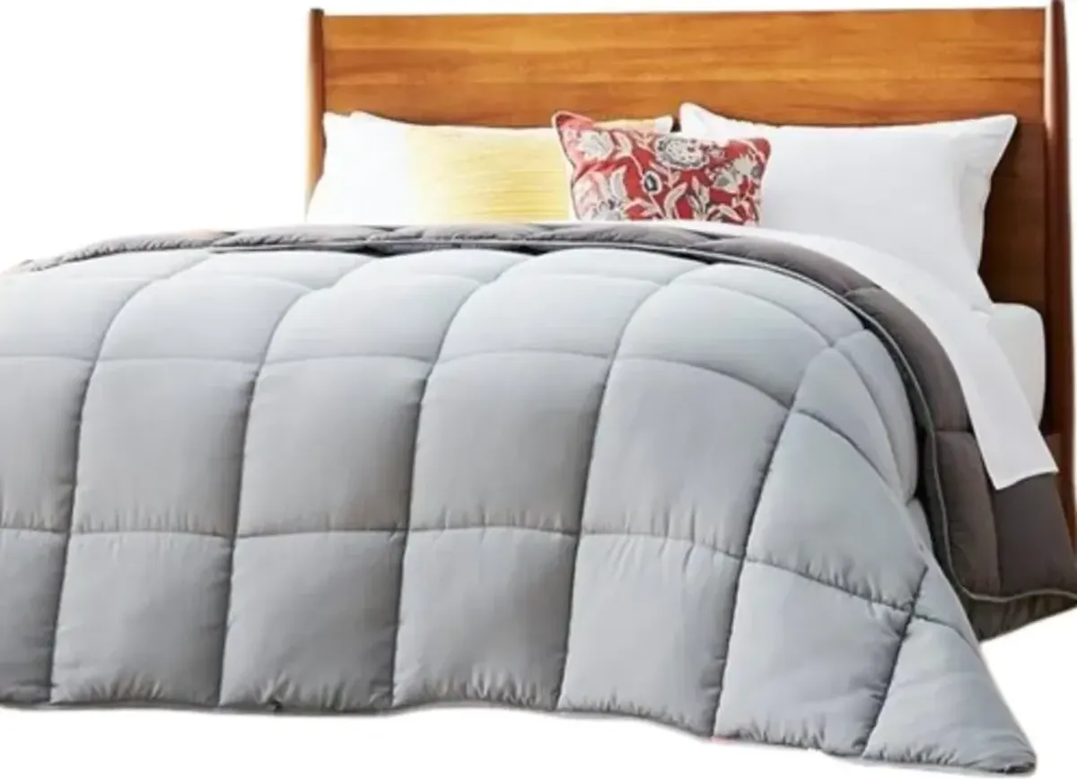 Hivvago Twin Size All Seasons Plush Light/Dark Grey Reversible Polyester Down Alternative Comforter