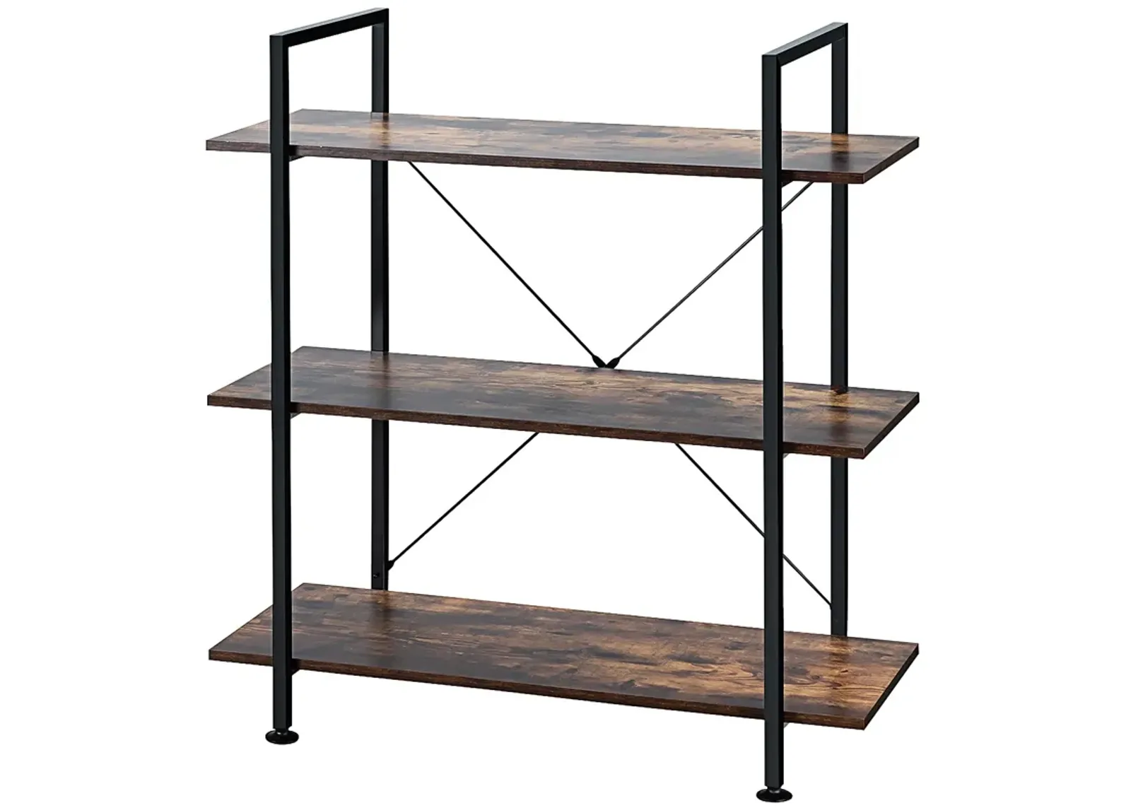 Industrial Bookcase with Metal Frame for Home Office