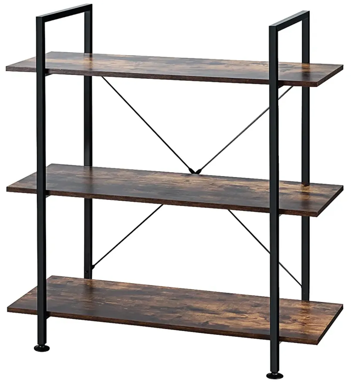 Industrial Bookcase with Metal Frame for Home Office