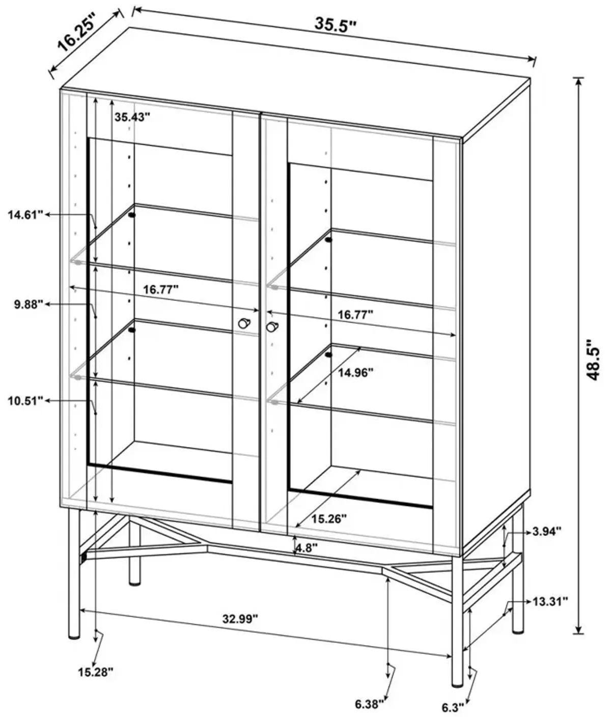 Coaster Co. of America Bonilla 2-door Accent Cabinet with Glass Shelves