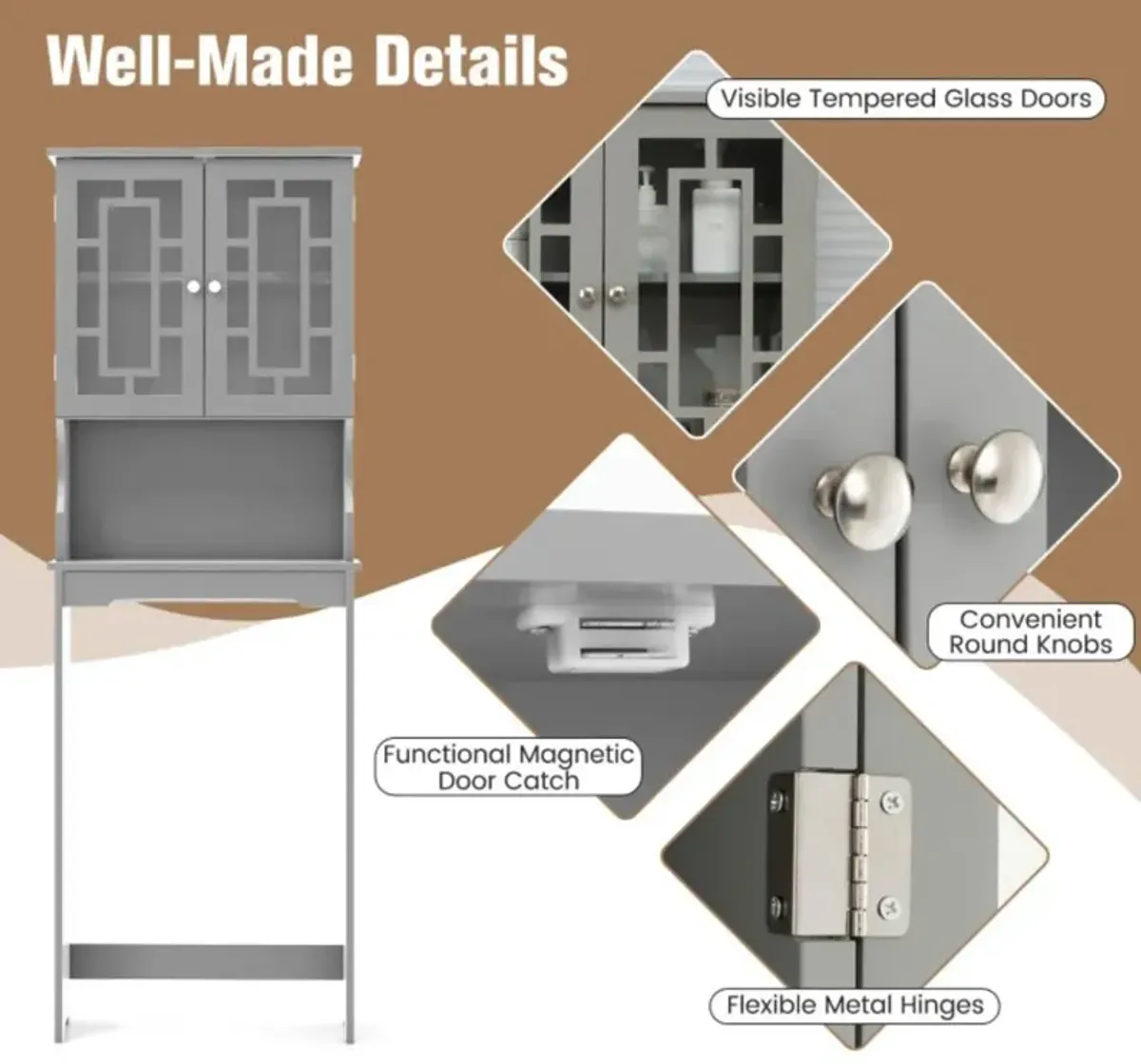 Hivvago Bathroom Spacesaver Over the Toilet Door Storage Cabinet