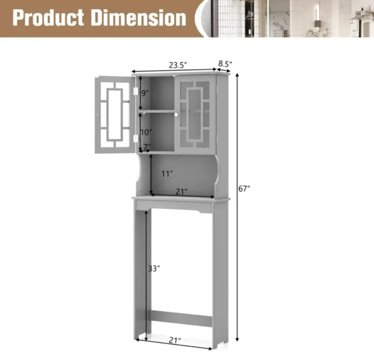 Hivvago Bathroom Spacesaver Over the Toilet Door Storage Cabinet