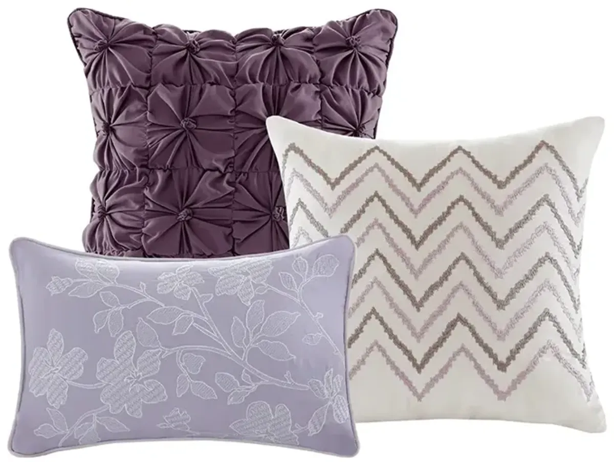 Gracie Mills Ezekiel Tranquil Blossoms 6-Piece Printed Quilt Set with Throw Pillows