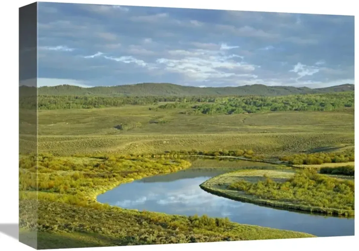 Cloudy skies over Green River, Bridger-Teton National Forest, Wyoming-Canvas Art-16x12