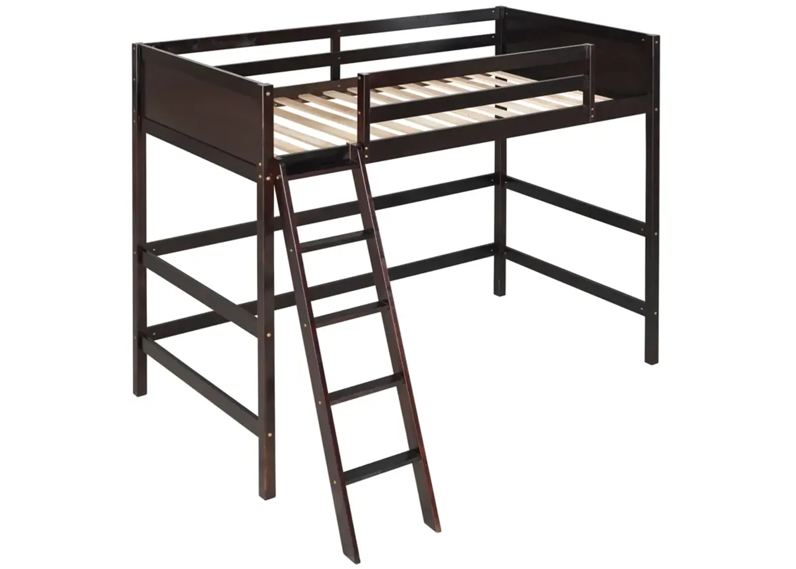 Solid Wood Twin Size Loft Bed with Ladder