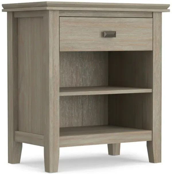 Artisan SOLID WOOD 24 inch Wide Transitional Bedside Nightstand Table in Distressed Grey