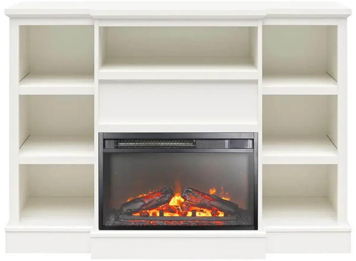 Liam Mantel With Electric Fireplace Space Heater, White