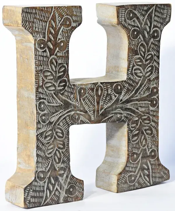 Vintage Gray Handmade Eco-Friendly "H" Alphabet Letter Block For Wall Mount & Table Top D�cor