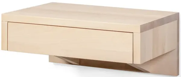 Whitewash Floating Hardwood Nightstand with a Drawer - Bedside Table for Bedroom