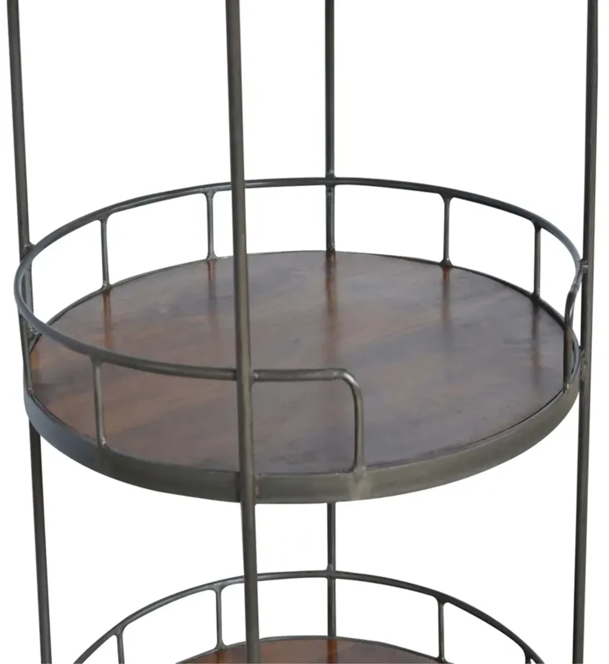 SOlid Wood Iron Industrial Round Butler Tray Table