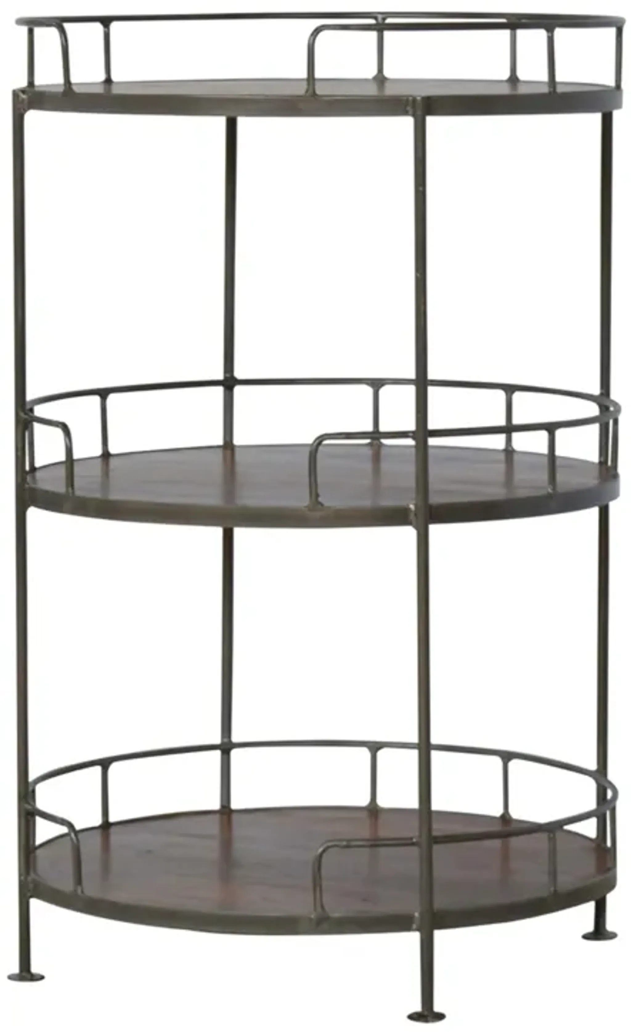 Solid Wood Iron Industrial Round Butler Tray Table Mathis Home ...