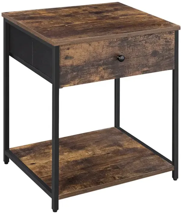 Hivvago Industrial Bedside Table with Drawer