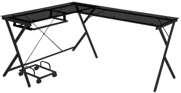 ACME Demas Computer Desk, Black Glass & Black Finish