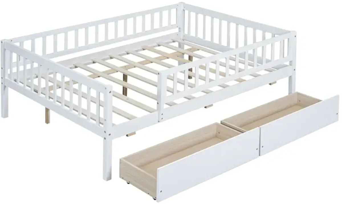 Full Size Daybed Wood Bed With Two Drawers