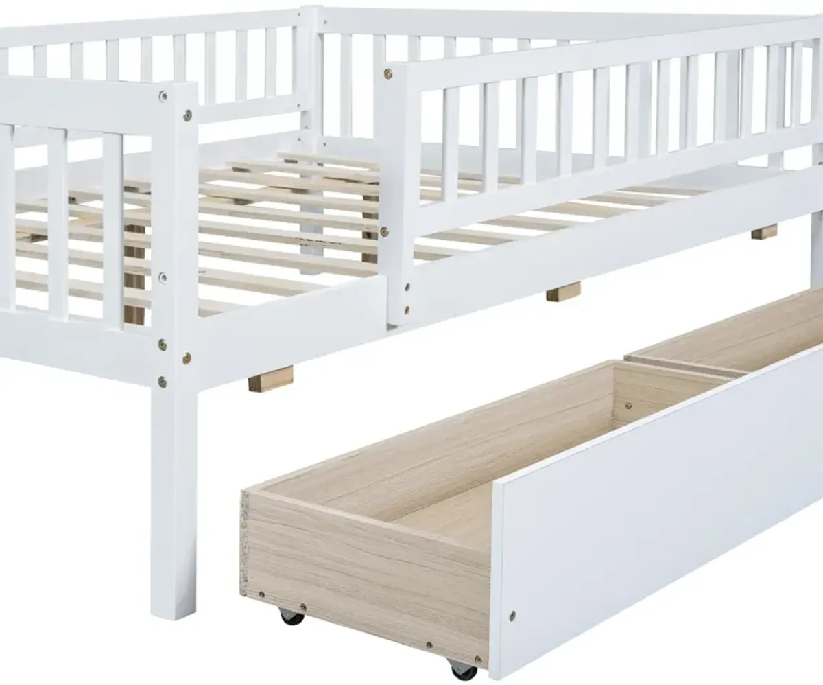 Full Size Daybed Wood Bed With Two Drawers