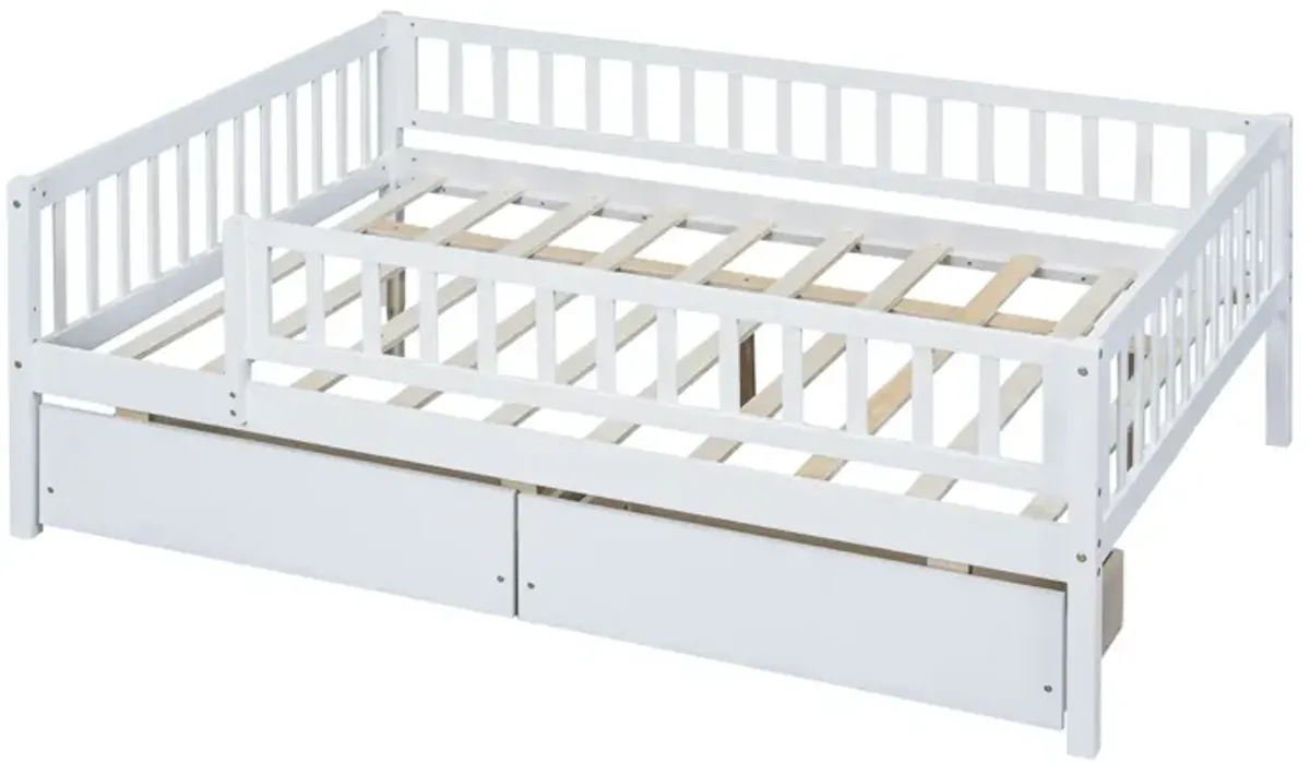 Full Size Daybed Wood Bed With Two Drawers