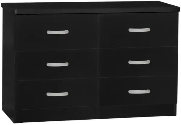 Better Home Products DD & PAM 6 Drawer Engineered Wood Bedroom Dresser in Black