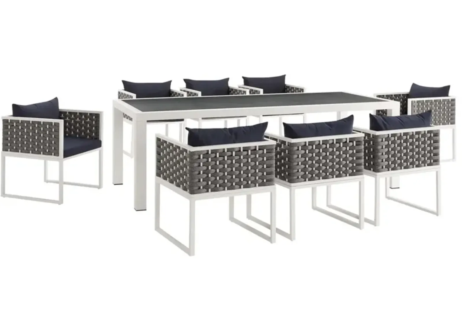 Modway Stance Outdoor Patio Woven Rope 9-Piece Dining Furniture Set