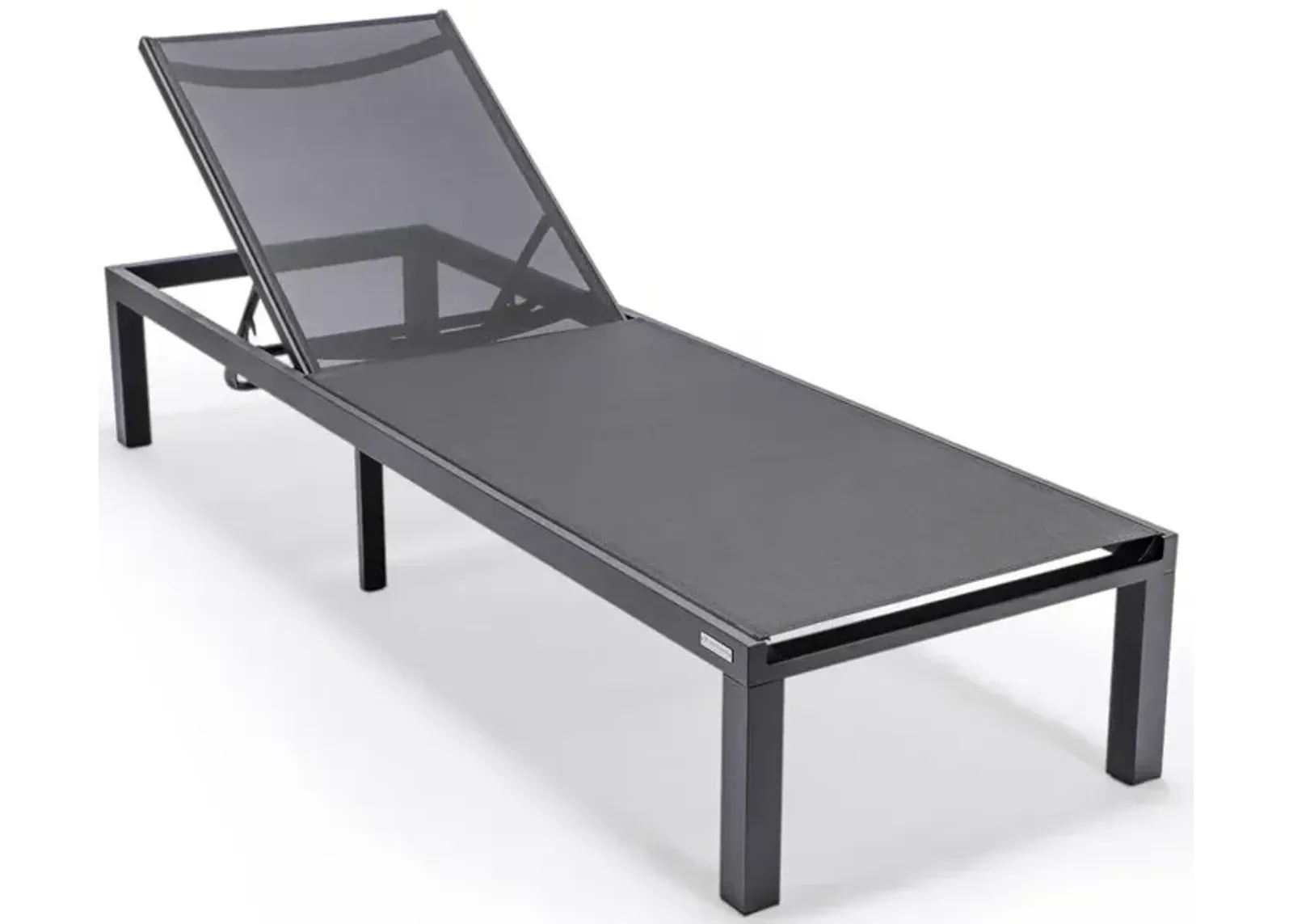 LeisureMod Marlin Patio Chaise Lounge Chair With Black Aluminum Frame