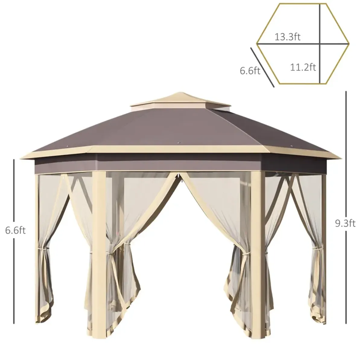 Large Event Shelter: 13'x11' Pop Up Gazebo with Double Roof & Mesh Walls