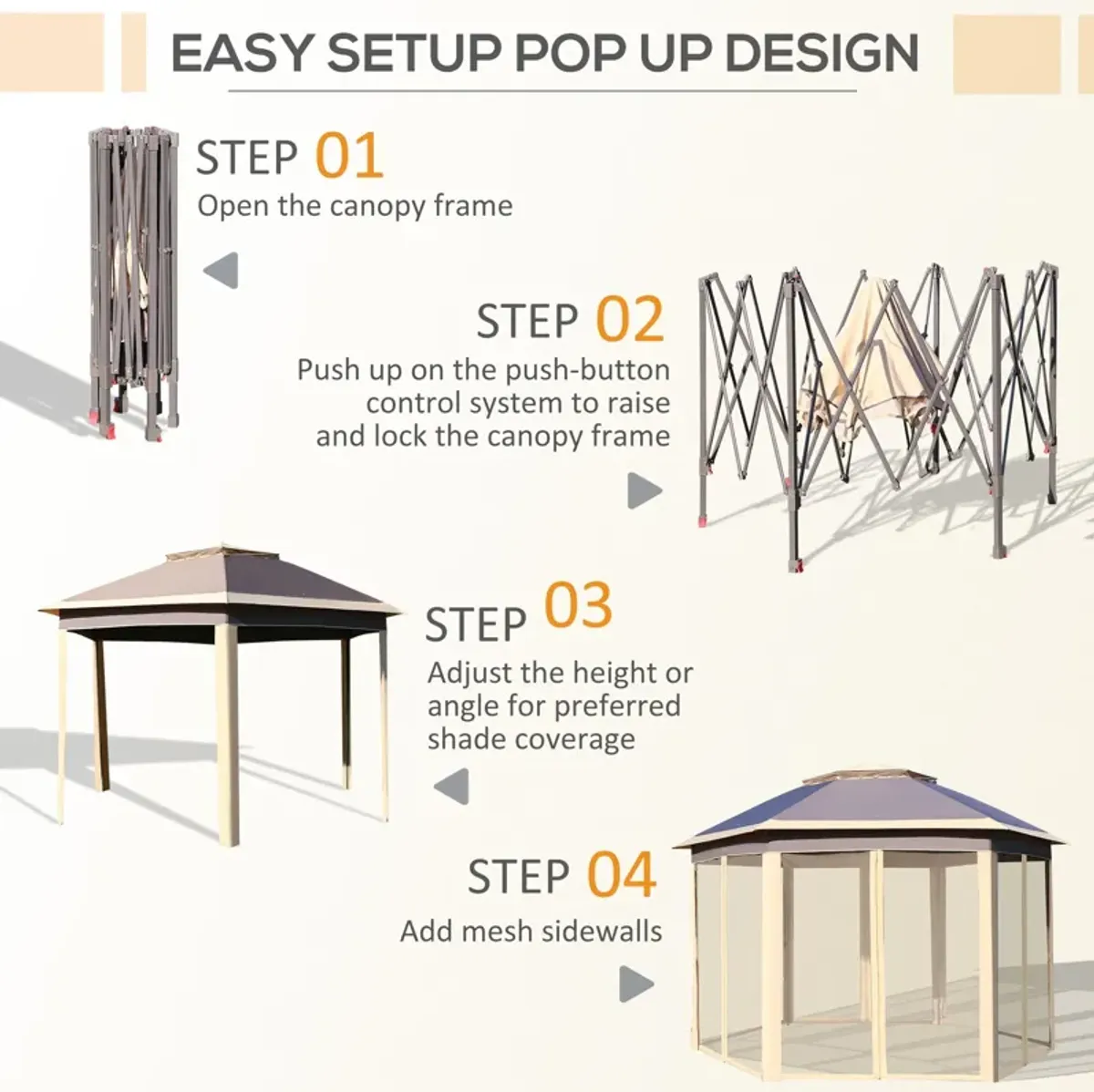 Large Event Shelter: 13'x11' Pop Up Gazebo with Double Roof & Mesh Walls