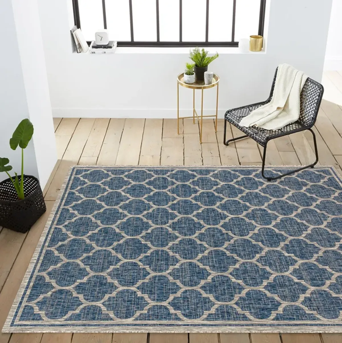 Trebol Moroccan Trellis Textured Weave Indoor/Outdoor Area Rug