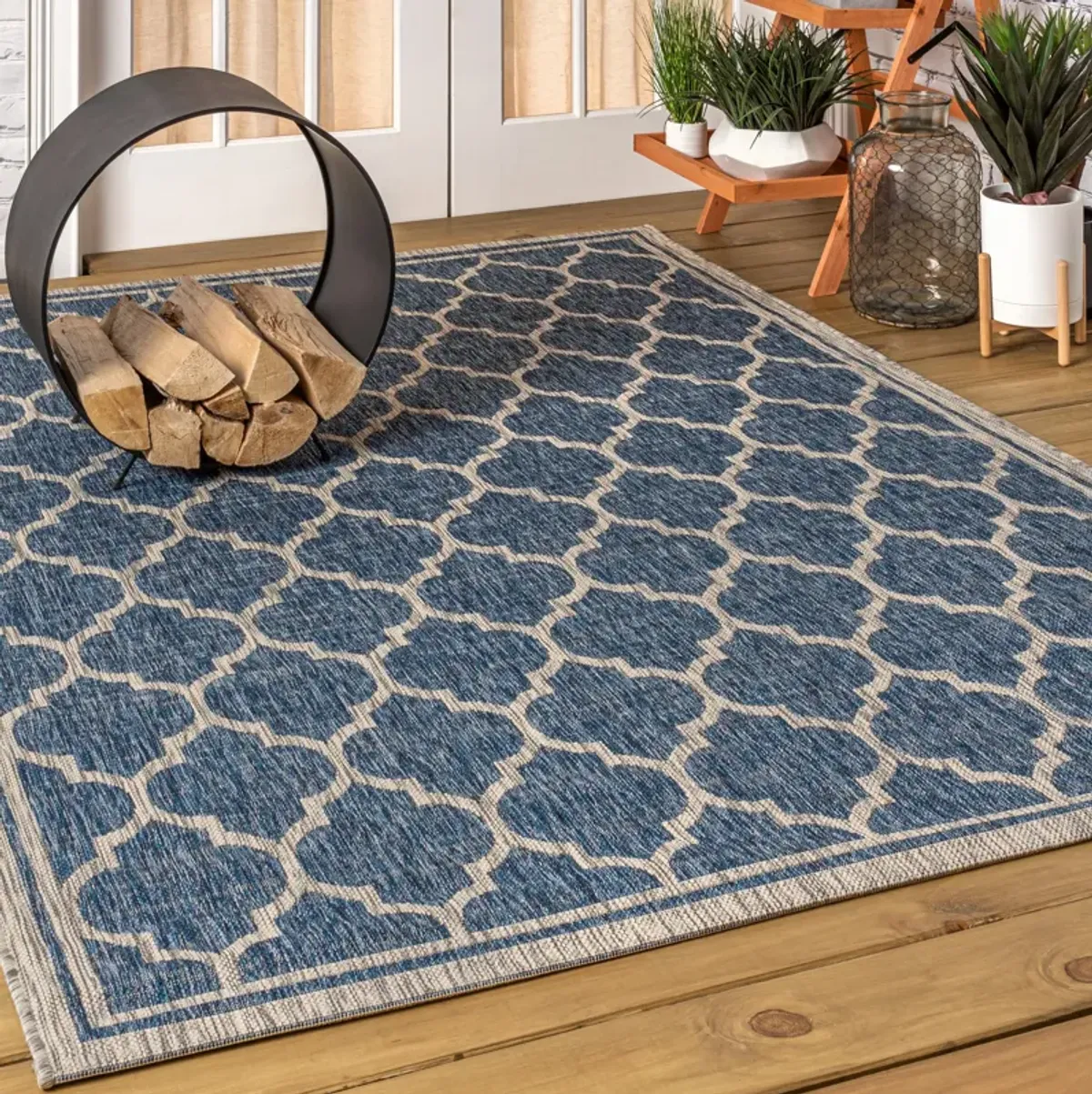 Trebol Moroccan Trellis Textured Weave Indoor/Outdoor Area Rug