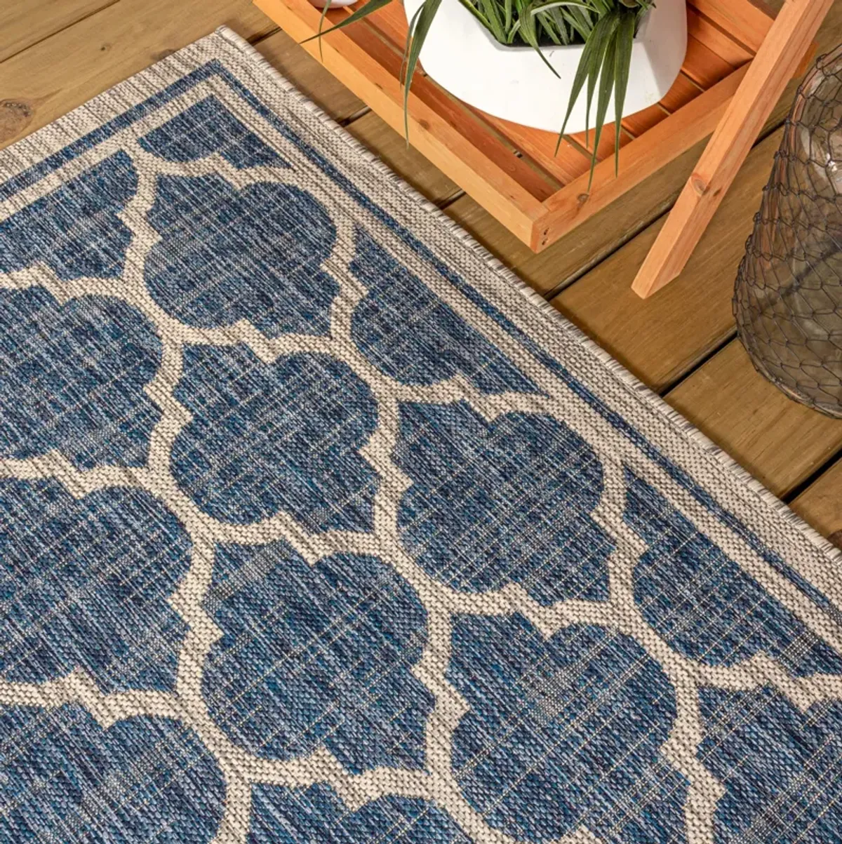 Trebol Moroccan Trellis Textured Weave Indoor/Outdoor Area Rug