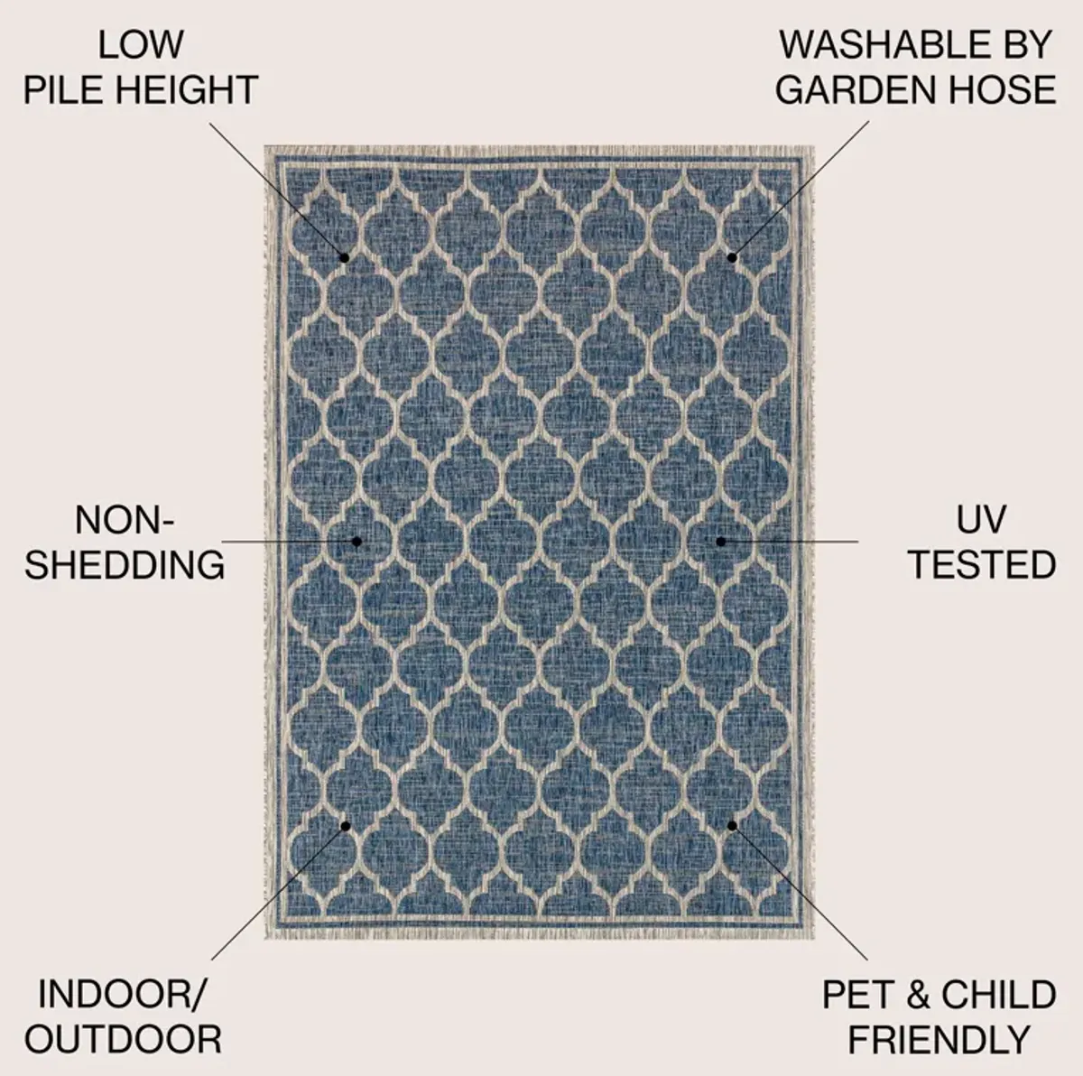 Trebol Moroccan Trellis Textured Weave Indoor/Outdoor Area Rug