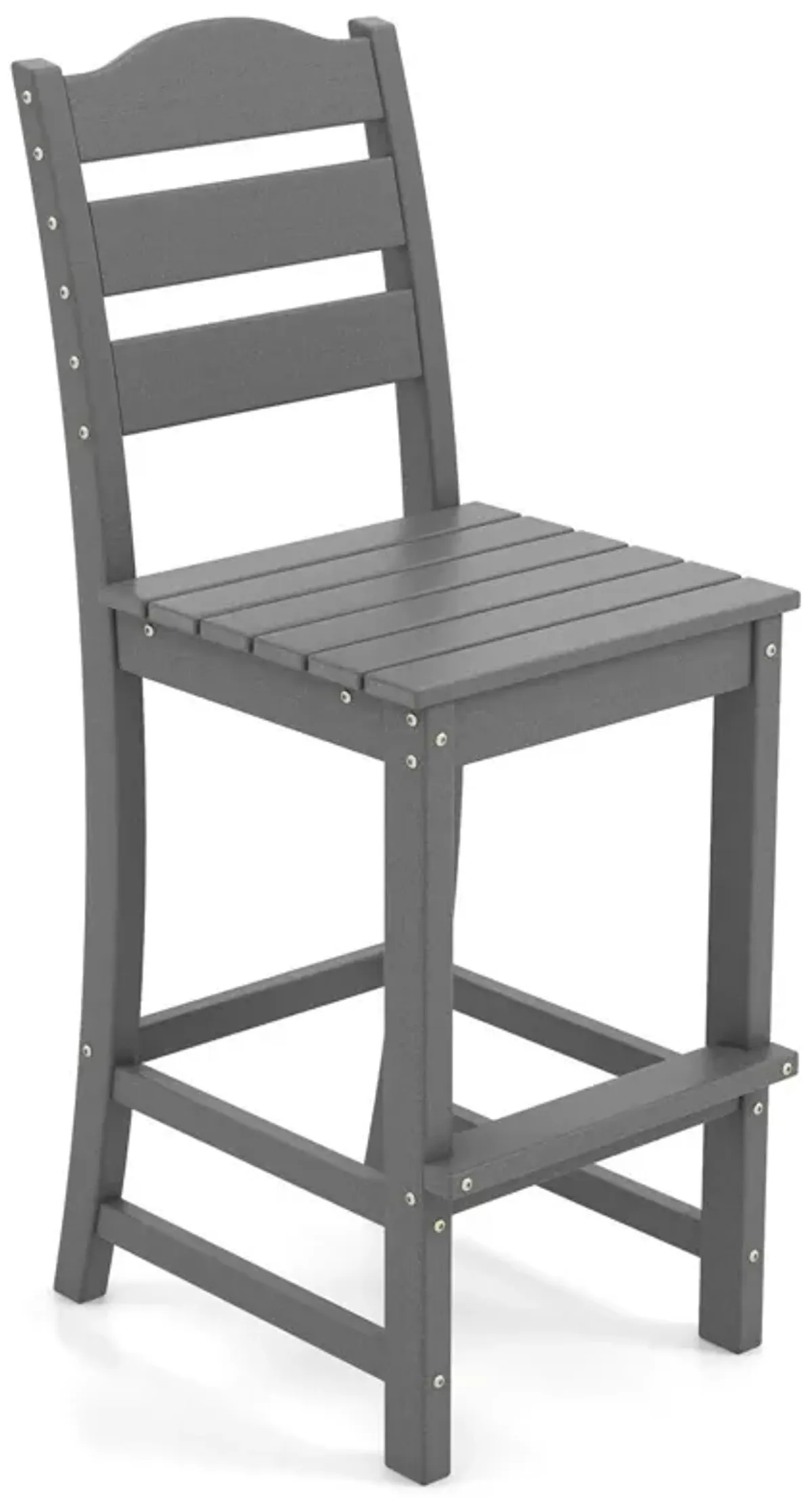 30 Inches Counter Height HDPE Bar Stool with Backrest and Footrest-Gray