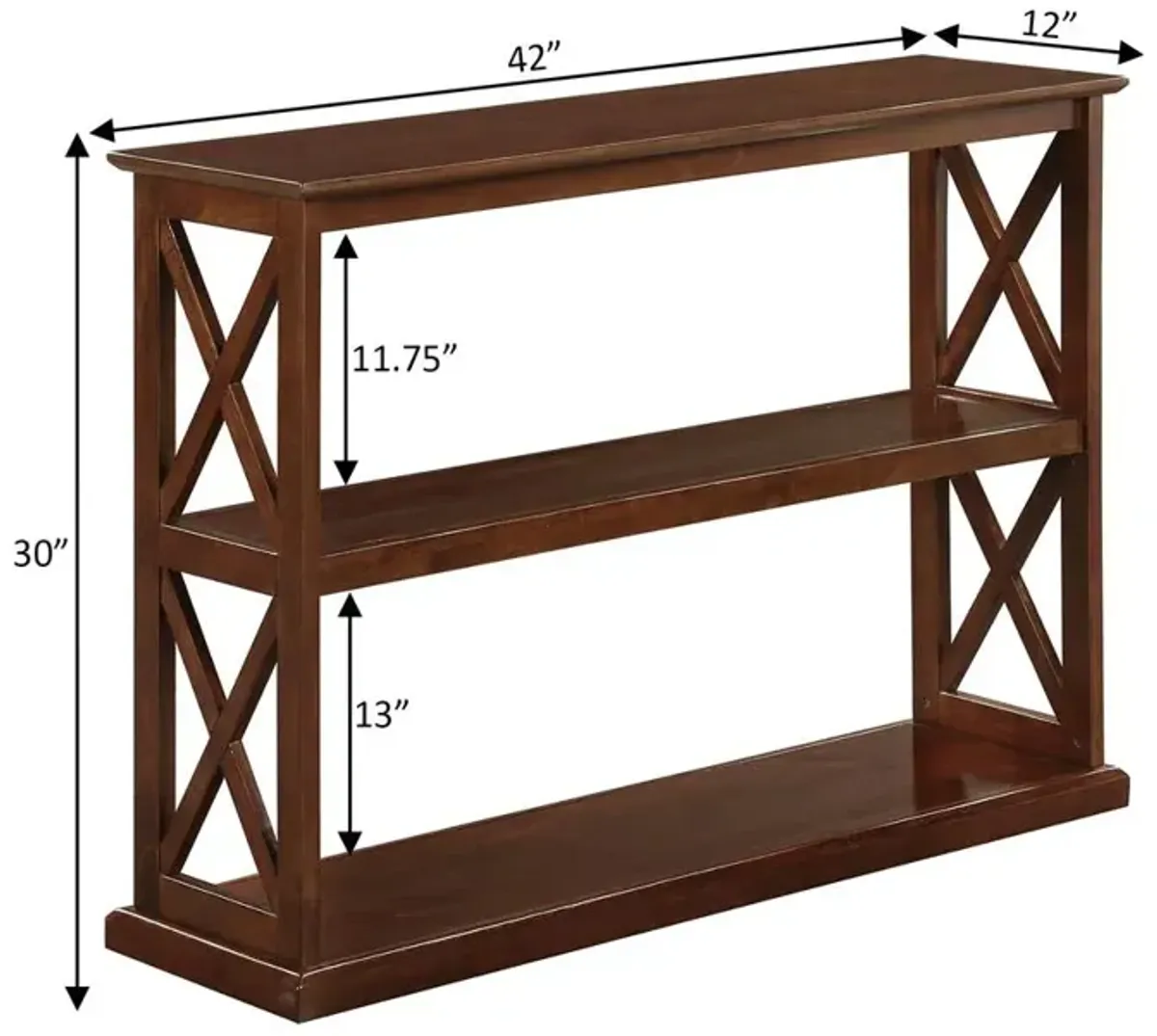 Convenience Concepts Coventry Console Table with Shelves Brown