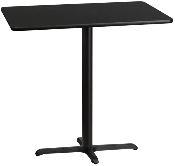 Flash Furniture 30'' x 42'' Rectangular Black Laminate Table Top with 23.5'' x 29.5'' Bar Height Table Base