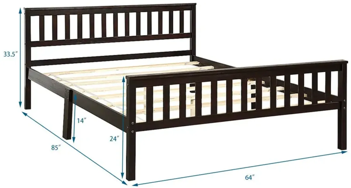 Wood Bed Frame Support Platform with Headboard and Footboard