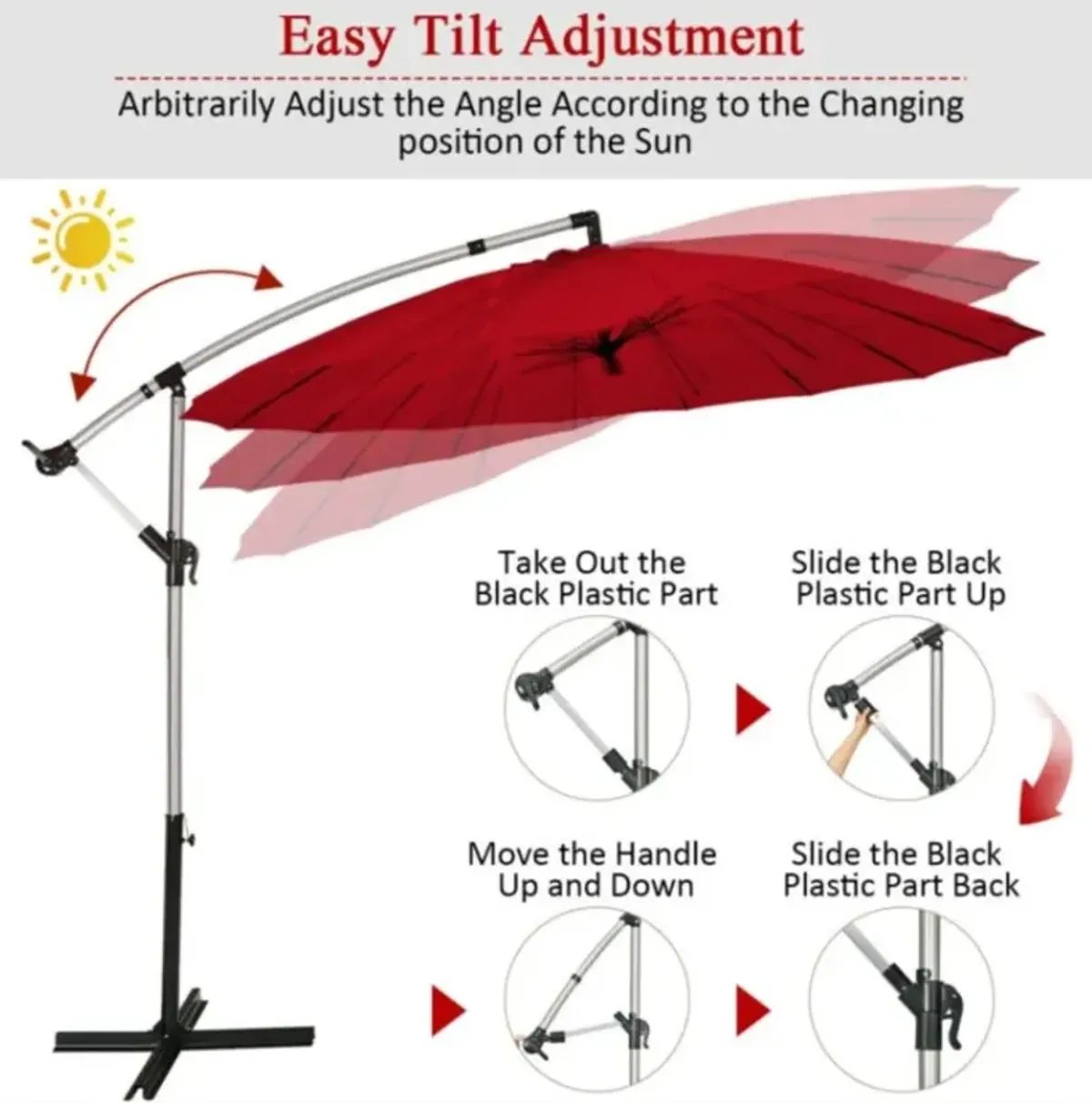 Hivvago 10 Feet Patio Offset Umbrella Market Hanging Umbrella for Backyard Poolside Lawn Garden