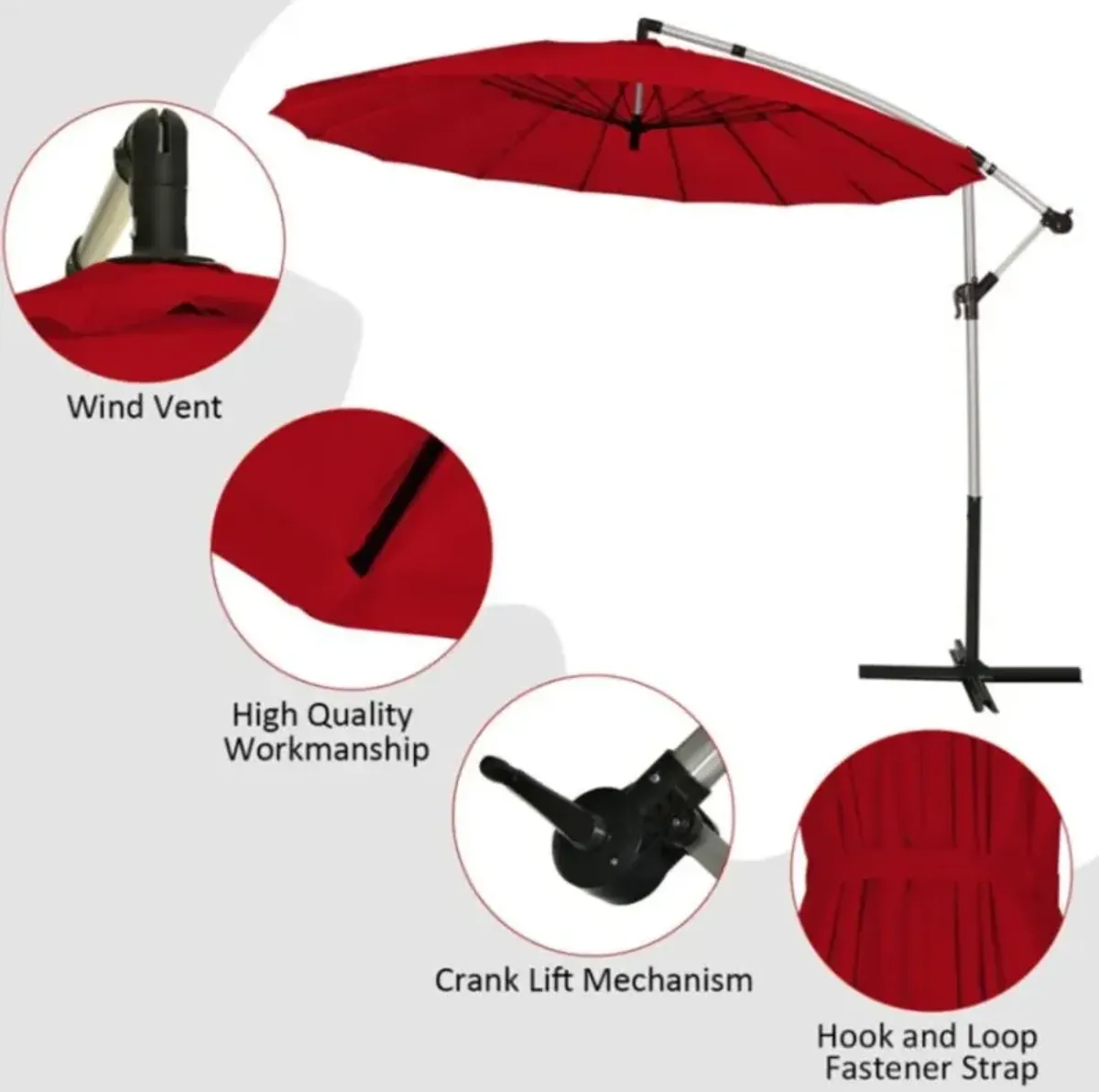 Hivvago 10 Feet Patio Offset Umbrella Market Hanging Umbrella for Backyard Poolside Lawn Garden