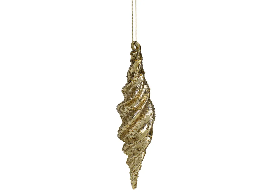 8.25" Shiny Gold Textured Finial Christmas Ornament