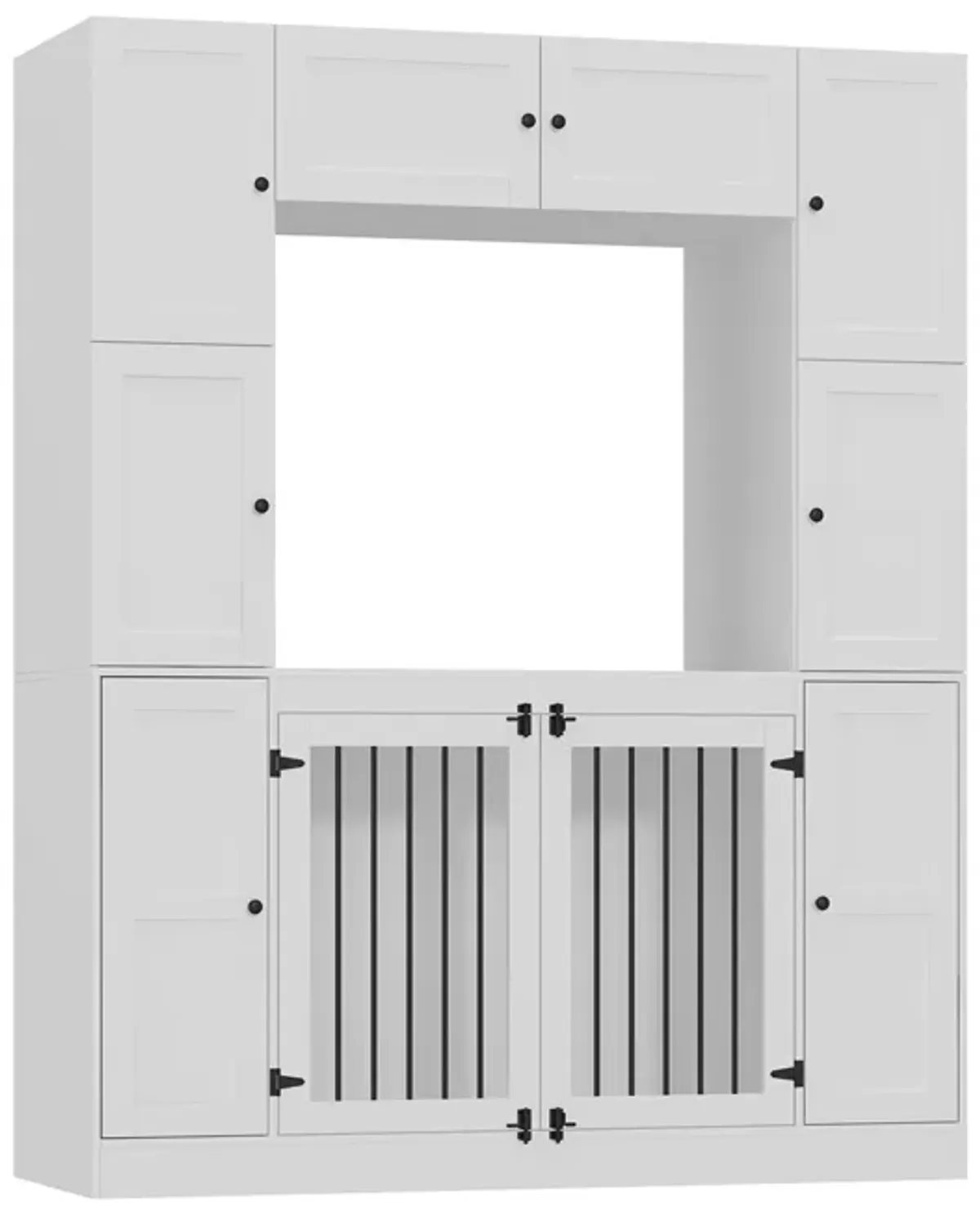 Dog House Storage Cabinet Bookshelf Furniture Style, Indoor Wood Dog Crate Bookcase with 7 Large Shelves, White