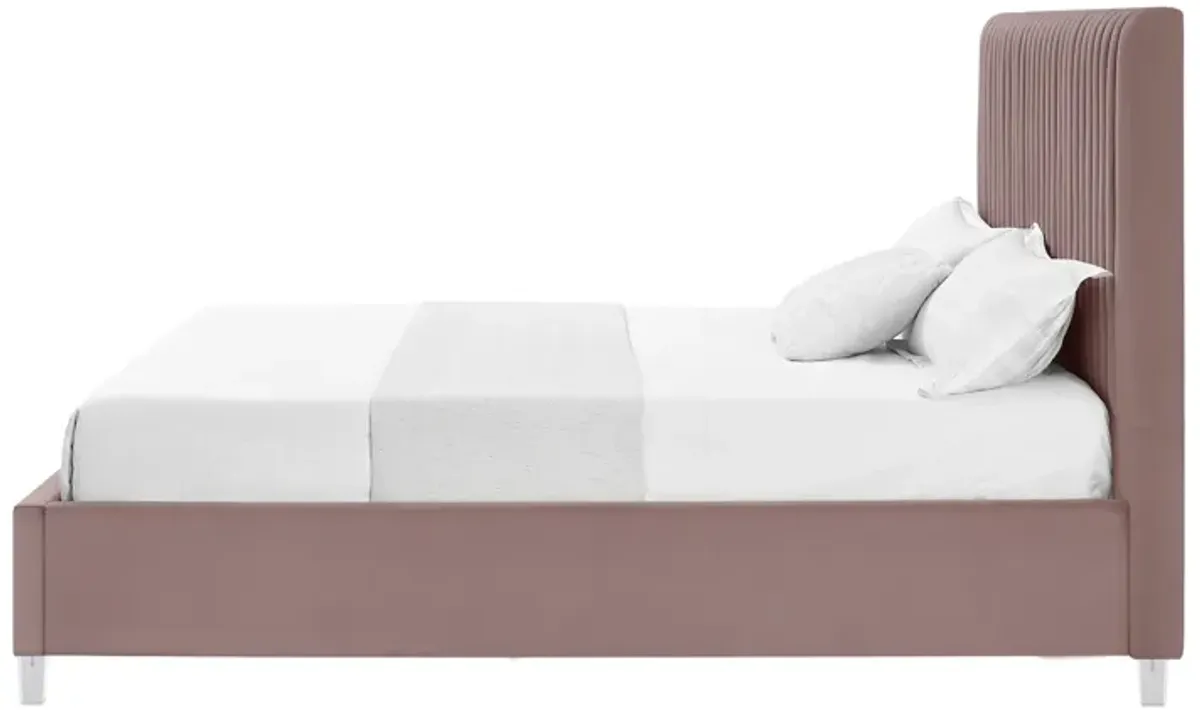 Inspired Home Jaylanie Velvet Platform Bed