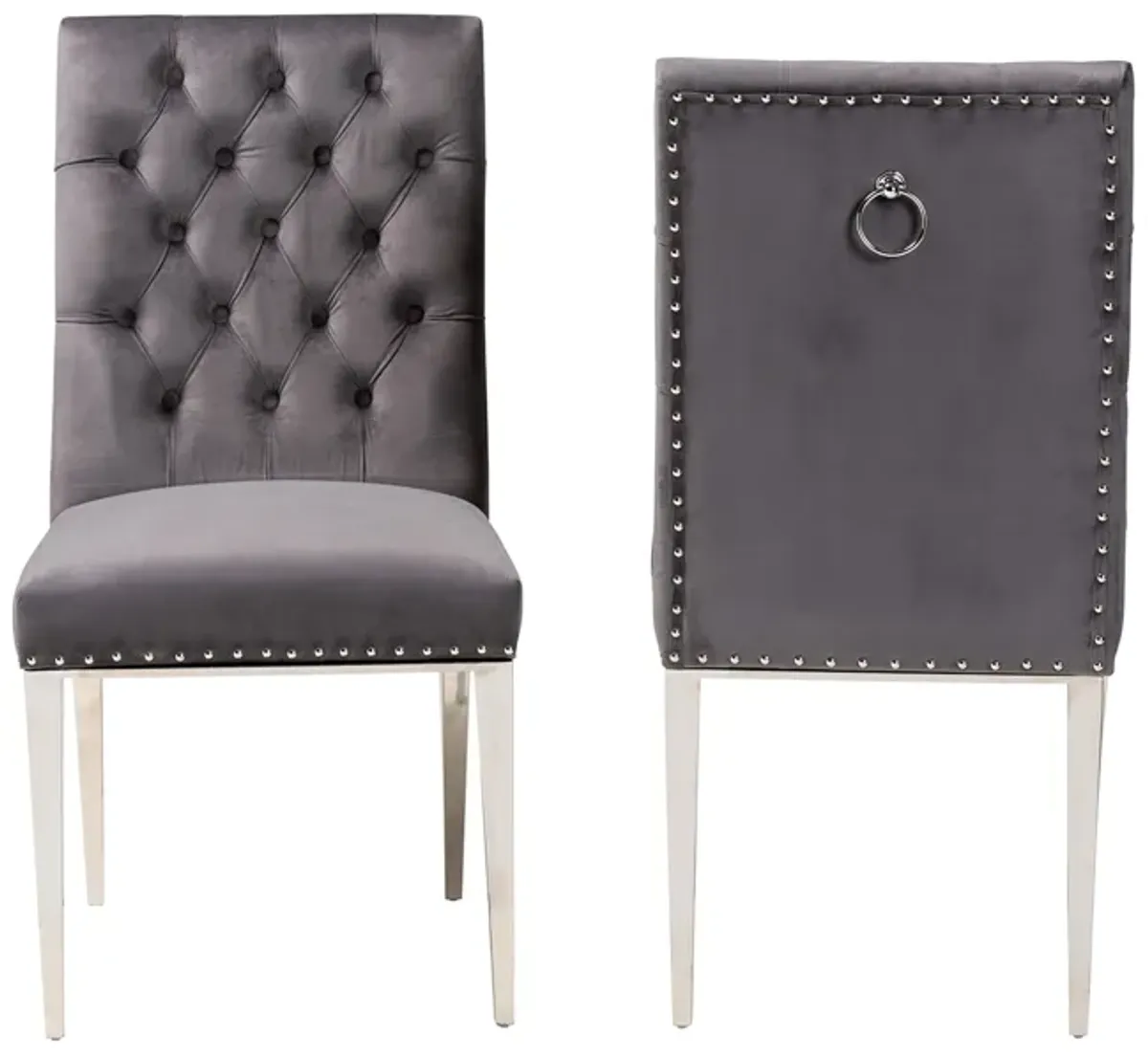 Baxton Studio Caspera and Luxe Black Velvet Fabric and Gold Metal 2-Piece Dining Chair Set