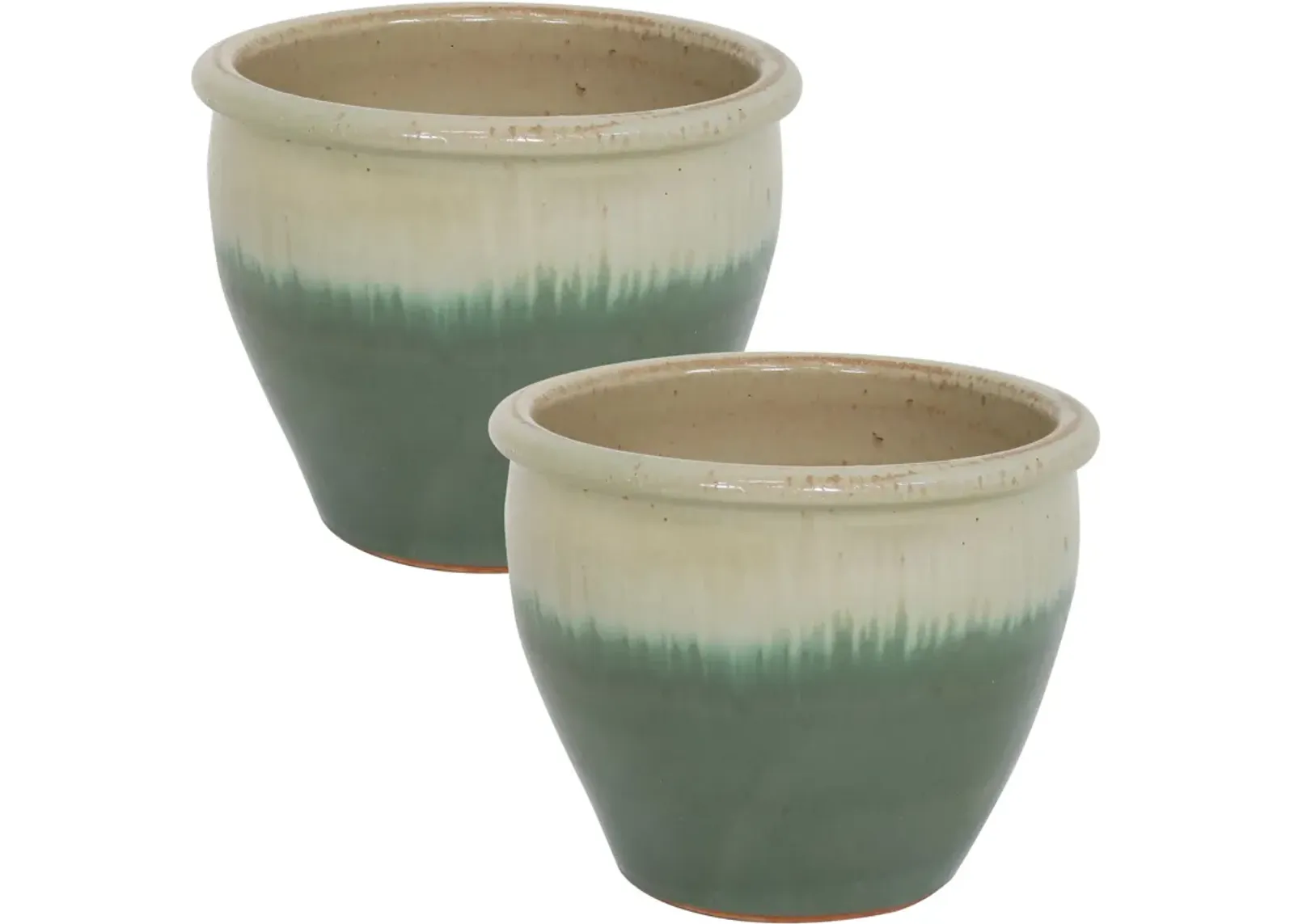 Sunnydaze Chalet Glazed Ceramic Planter - Set of 2