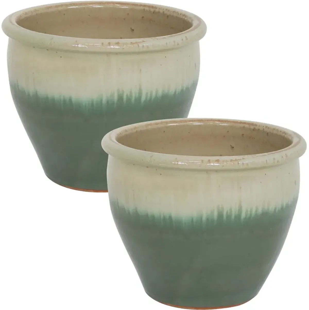 Sunnydaze Chalet Glazed Ceramic Planter - Set of 2