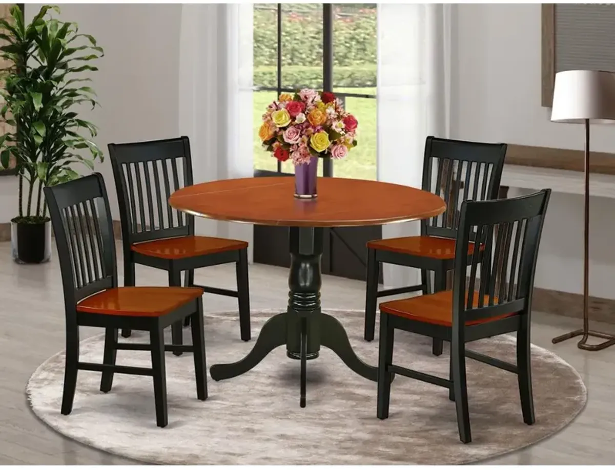 East West Furniture Dining Room Set Black & Cherry, DLNO5-BCH-W