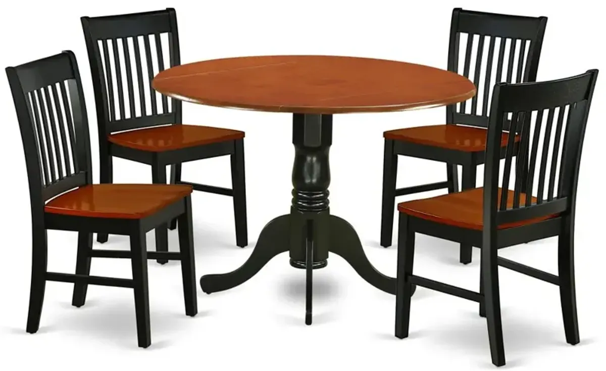 East West Furniture Dining Room Set Black & Cherry, DLNO5-BCH-W